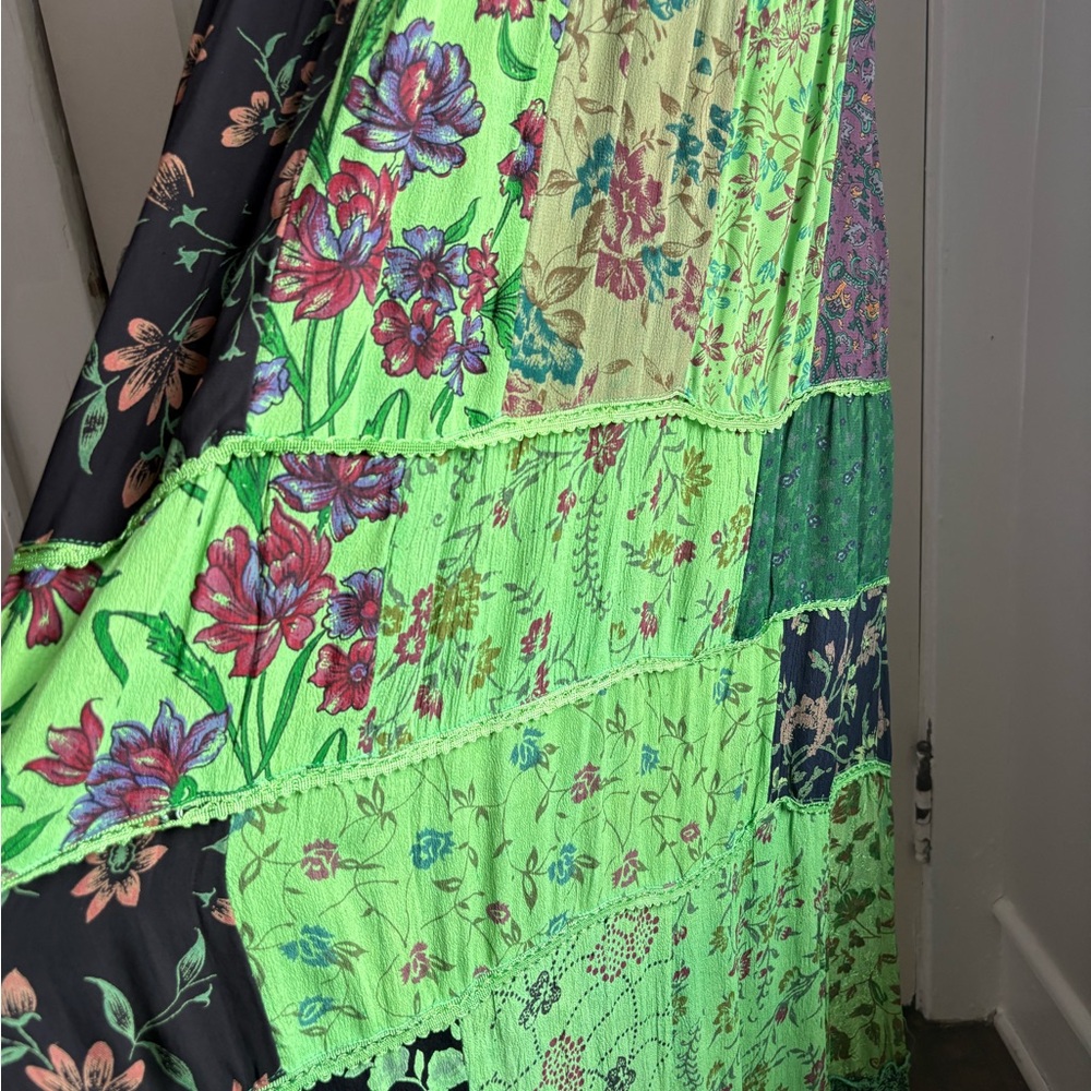 Green Boho Patchwork Maxi Dress - image 4